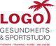 Logo mit Palme und Text "Gesundheits- & Sportstudio". Bereiche: Therapie, Training, Kurse, Wellness.