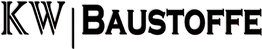 Schwarz-weißes Logo mit Schriftzug "KW Baustoffe" auf weißem Hintergrund.