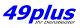 Logo mit Schriftzug "49plus - Ihr Dienstleister" in blauer Farbe auf weißem Hintergrund.