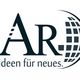 Logo mit "AR" und dem Text "ideen für neues", daneben ein stilisierter halber Globus.