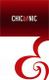 Rotes und weißes Grafikdesign mit dem Text "CHIC by NIC" und geschwungenen Mustern.