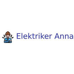 Illustration eines Elektrikers mit Helm und Schriftzug „Elektriker Anna“ in blauer Schrift.