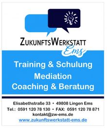 Zukunftswerkstatt Ems: Training, Mediation, Coaching. Kontaktinfos, Webseite unten angegeben.