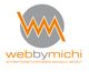 Logo mit grauem Kreis, orange-weißem "W" und Text: "webbymichi - Internetdienstleistungen Michaela Weigelt".