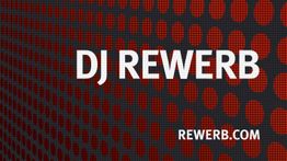 Schwarzer Hintergrund mit roten Punkten, Text: "DJ REWERB, REWERB.COM".