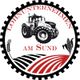 Logo mit Traktor, Schriftzug "Lohnunternehmen am Sund", Getreide und Reifenrand.