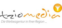 Logo von "triomedia" mit Slogan "Die Werbeagentur in Ihrer Region" und orangefarbenem Icon.