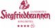 Rotes Logo des Siegfriedbrunnen Landhotels mit fünf Sternen und Schriftzug "Superior".