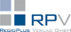 Logo der RPV RegioPlus Verlag GmbH mit grauen und blauen Quadraten und Text in Blau.