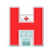 Rotes Krankenhaus-Symbol mit Kreuz, das wie ein großes "H" aussieht.