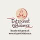 Logo mit meditierender Figur, Text: "Entspannt in Balance". Website: www.entspanntinbalance.eu.
