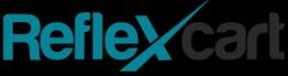 Logo with the word "Reflexcart" in blue and black on a black background.