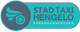 Logo van Stad Taxi Hengelo met tekst “Personenvervoer” en afbeelding van een wiel met vleugel.
