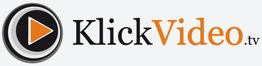 Logo von KlickVideo.tv mit einem orange-schwarzen Play-Symbol links vom Schriftzug.