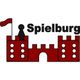 Rotes Burg-Symbol mit Figur und Fahne; daneben "Spielburg" in schwarzer Schrift.
