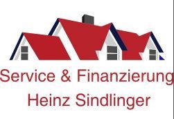 Logo mit roten Hausdächern und Text: "Service & Finanzierung Heinz Sindlinger".
