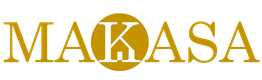Logo con la palabra "MAKASA" en letras doradas y la letra "K" en un círculo blanco en el centro.