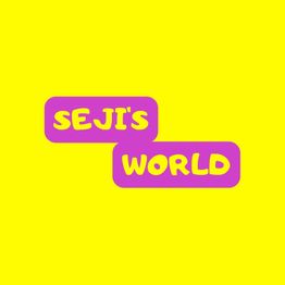 Gele achtergrond met paarse tekst "SEJI'S WORLD" in blokletters.