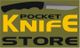 Grafik mit Text "Pocket Knife Store" und Abbildung eines Messers auf olivgrünem Hintergrund.