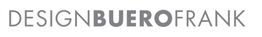 Textlogo "DESIGNBUEROFRANK" in modernen Großbuchstaben, grau auf weißem Hintergrund.