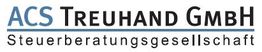 Logo der ACS Treuhand GmbH, Steuerberatungsgesellschaft, in schwarzer und blauer Schrift.