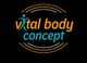 Logo mit Aufschrift "vital body concept" und einer stilisierten Figur auf schwarzem Hintergrund.