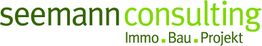 Logo mit Text: "seemann consulting Immo. Bau. Projekt" in verschiedenen Grüntönen.
