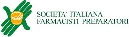 Logo della Società Italiana Farmacisti Preparatori con simbolo di mano e recipiente.