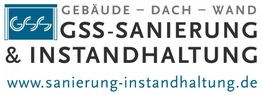 Logo der GSS-Sanierung & Instandhaltung mit Website: www.sanierung-instandhaltung.de.
