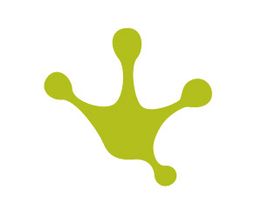 Groen, abstracte vorm met vijf afgeronde uitsteeksels op witte achtergrond.