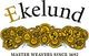 Logo von Ekelund mit goldenen Medaillons und dem Text "Master Weavers Since 1692".