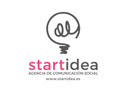 Logo de Startidea con bombilla dibujada y texto "Agencia de Comunicación Social".