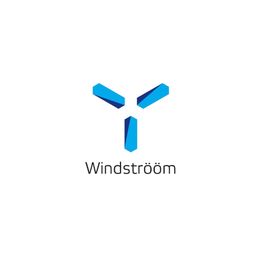 Logo mit drei blauen Pfeilen und Text "Windström" darunter auf weißem Hintergrund.