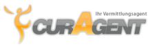 Logo mit der Aufschrift "Curagent" und einem stilisierten orangenen Menschen links.