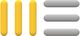 Drei gelbe vertikale Linien und drei graue horizontale Linien nebeneinander.