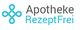 Logo mit blauem Symbol und Text "Apotheke RezeptFrei" in Schwarz und Blau.