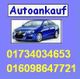 Autoankauf-Werbung mit einem blauen Auto und zwei Telefonnummern: 01734034653, 016098647721.