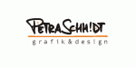Logo mit handgeschriebenem Text "Petra Schmid" über "grafik&design" in moderner Schriftart.
