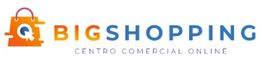 Logo de BigShopping, centro comercial online, con ícono de bolsa de compras y colores degradados.