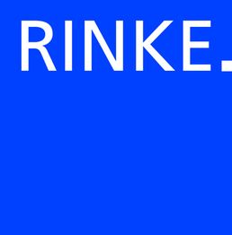 Blaue Fläche mit weißem Text "RINKE" in Großbuchstaben oben links.