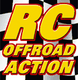 Text mit "RC Offroad Action" vor kariertem Hintergrund.
