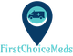 Logo of FirstChoiceMeds with a map pin and an ambulance symbol inside.