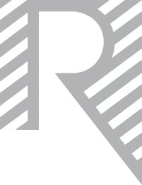 Buchstabe "R" in Grau mit diagonalen Streifen auf weißem Hintergrund.