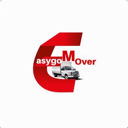 Logo with "easygoMover" text and a truck inside a red, stylized letter "G".
