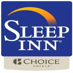 "Sleep Inn logo above Choice Hotels logo with a crescent design."