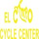 Yellow text logo with a motorcycle design reads "El Campo Cycle Center."