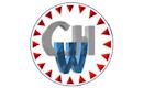 Logo mit Buchstaben "CHW" und roten Dreiecken in einem Kreis.
