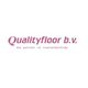Logo van Qualityfloor b.v. met de tekst "Uw partner in vloerafwerking" in paarse letters.