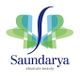 Logo von "Saundarya" mit Schmetterlingsmotiv und dem Slogan "absolute beauty".