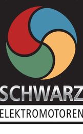 Logo mit buntem Kreis und dem Text "SCHWARZ ELEKTROMOTOREN".